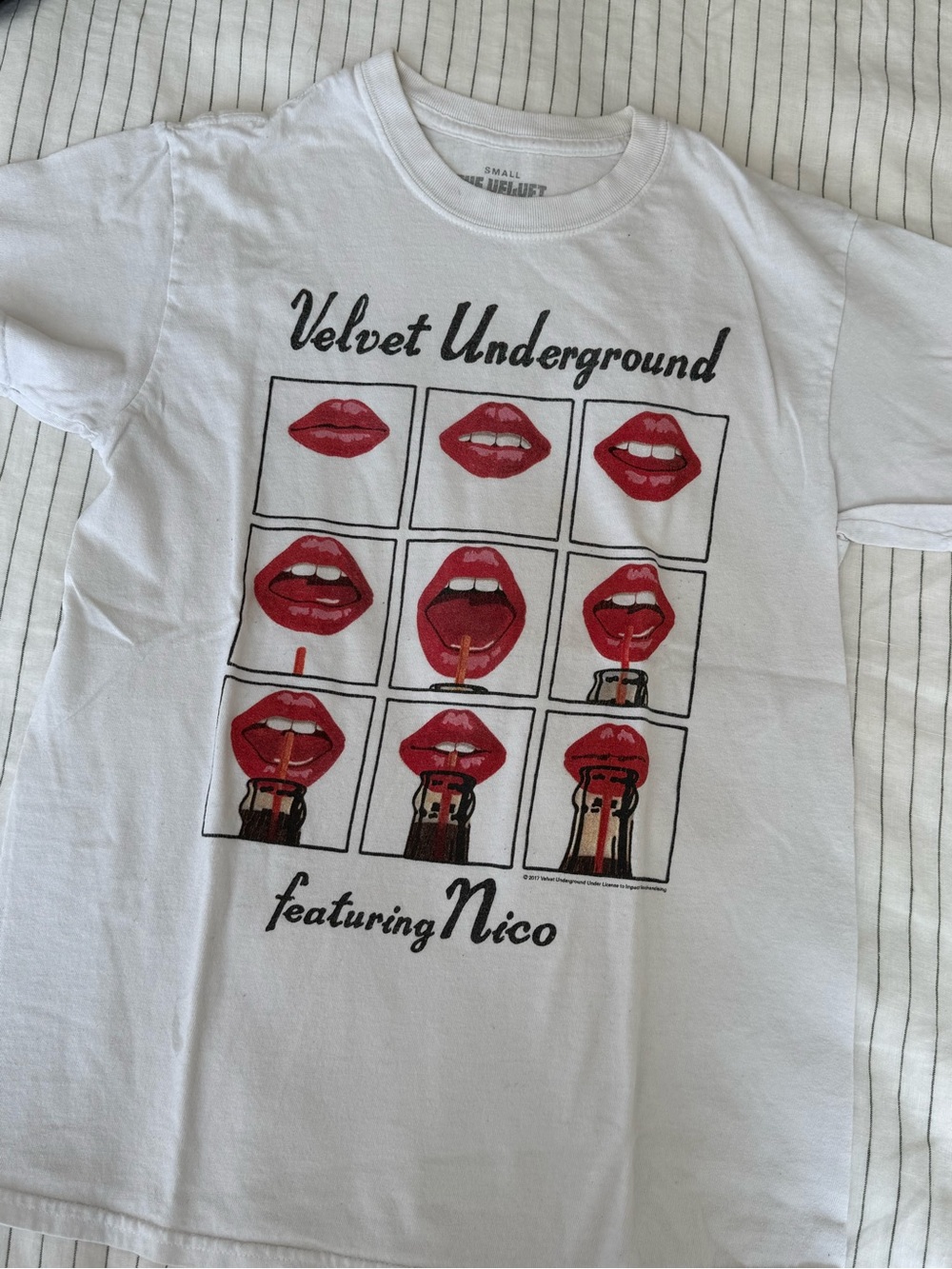 Velvet Underground Kids White Graphic Tee - Red Lip Print